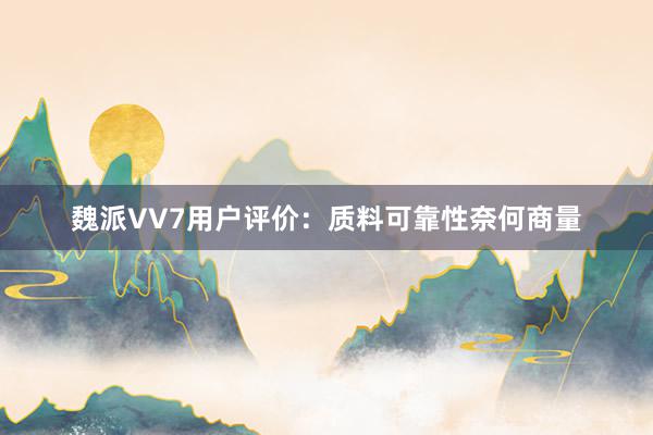 魏派VV7用户评价：质料可靠性奈何商量