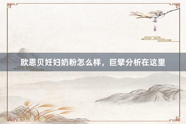 欧恩贝妊妇奶粉怎么样，巨擘分析在这里