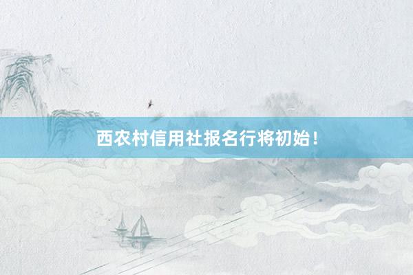西农村信用社报名行将初始！