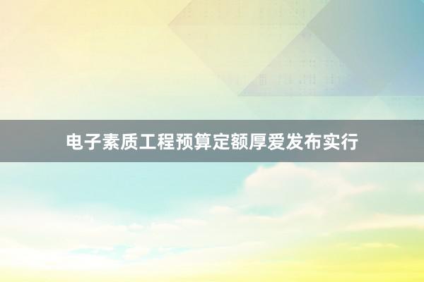 电子素质工程预算定额厚爱发布实行