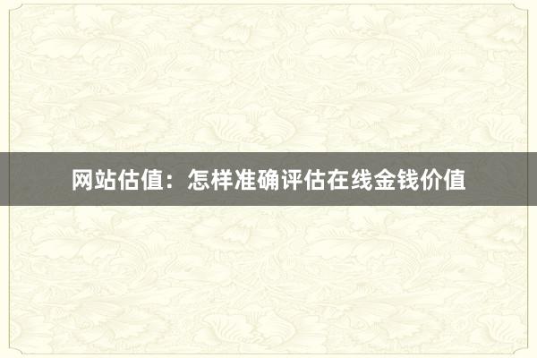 网站估值：怎样准确评估在线金钱价值